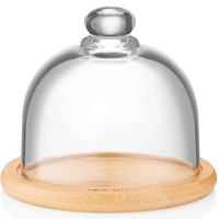 ლიმონის შესანახი კონტეინერი ARDESTO AR2612BD DISH WITH LID, 12CM, BAMBOO, GLASS, TRANSPARENT